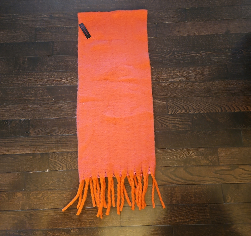 Bright Orange Scarf with Fringe